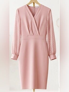 Grace Karin Blush Pink Long Sleeve Sheath Dress